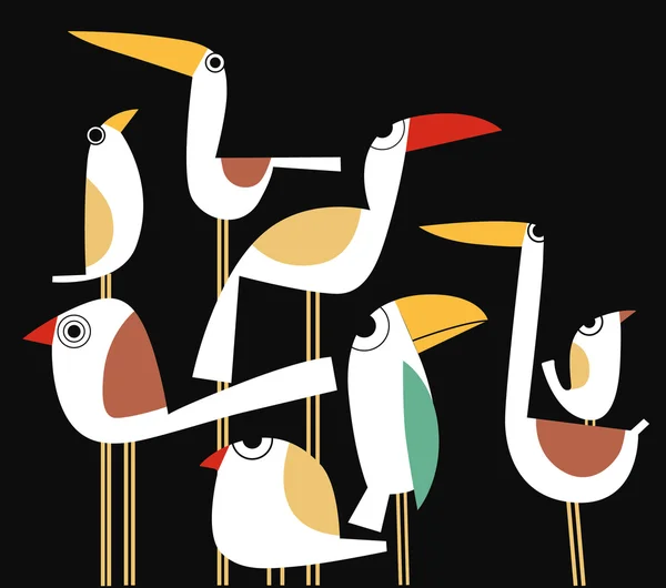 Lustige Vögel — Stockvektor