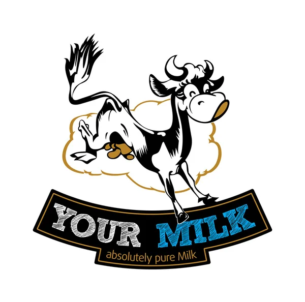 Cow milk label — Stock Vector