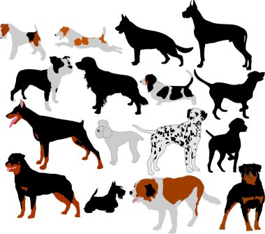 Dogs collection vector silhouettes clipart