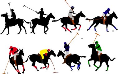 Polo players vector silhouette clipart