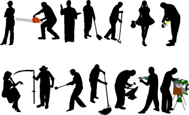 at work silhouettes clipart