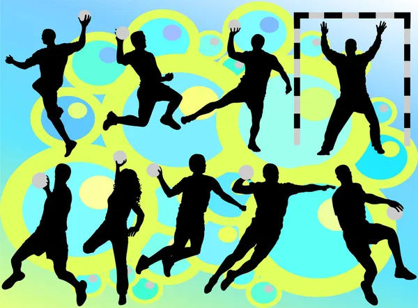 Silhouettes vectorielles de handball — Image vectorielle