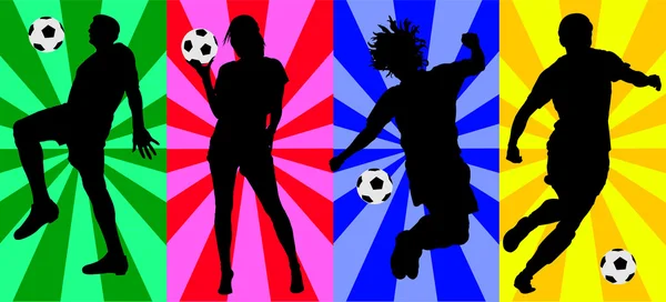 Soccer players vector silhouettes — Stock Vector