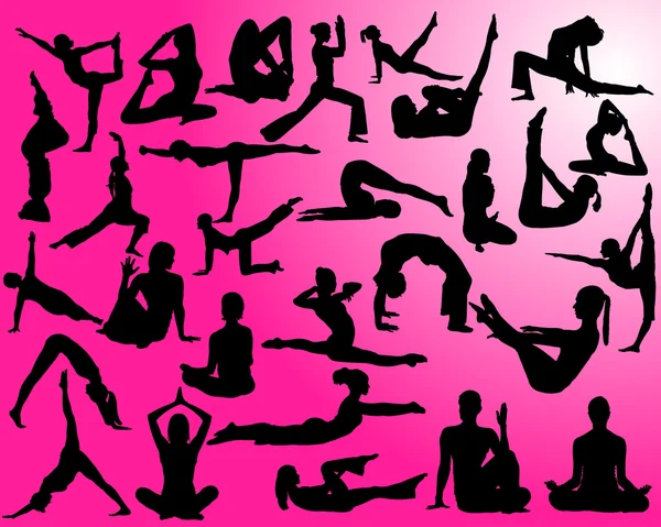 Yoga vector silhouettes — Stok Vektör