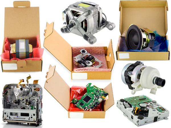 Cardboard spare parts packing set — Stock Photo, Image
