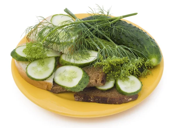 Sandwiches with cucumbers and fennel — Stock Photo, Image