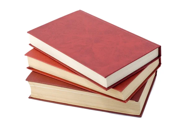 Drie oude rode boeken — Stockfoto