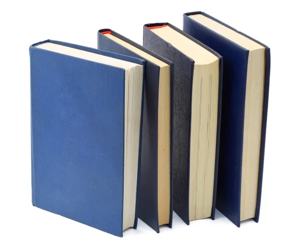Cztery niebieskie stare książki — Zdjęcie stockowe