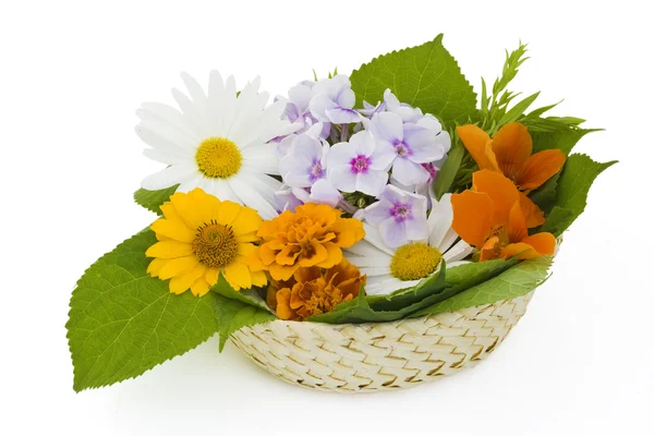 Easter basket with flowers — Stock Photo, Image