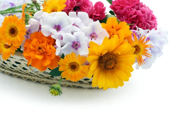 Flores en una postal canasta — Foto de Stock