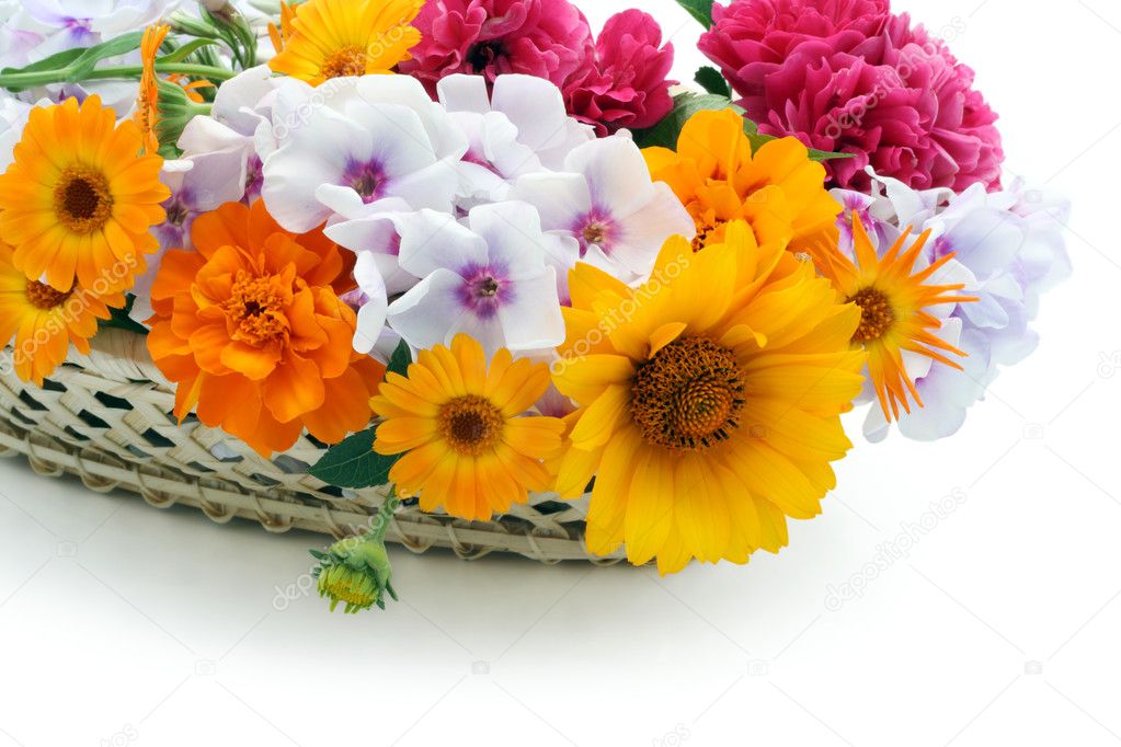 Flowers in a basket postcard