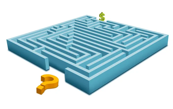 Labyrint med fråga — Stockfoto