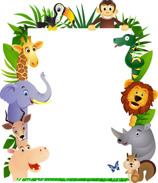 Engraçado animal cartoon frame — Vetor de Stock