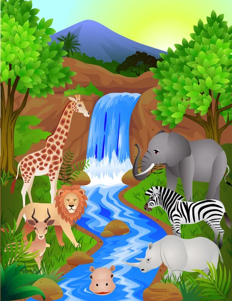 Animal in the jungle — Stock Vector