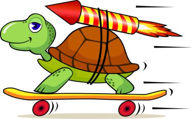 Turtle with rocket clipart