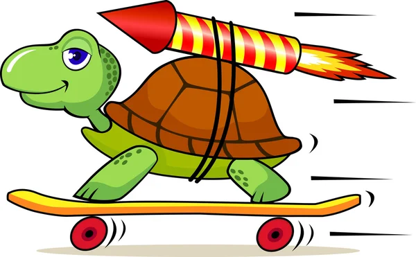 Turtle with rocket — Stock Vector