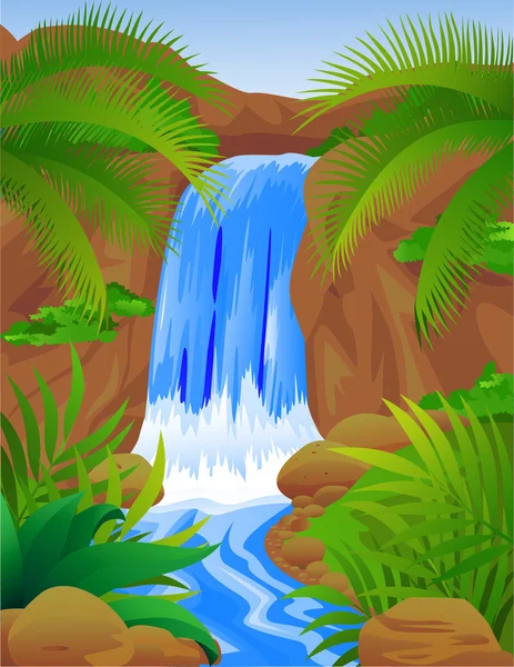 Vektor schöner Wasserfall — Stockvektor