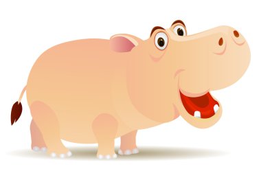 Vector cute hippo cartoon clipart