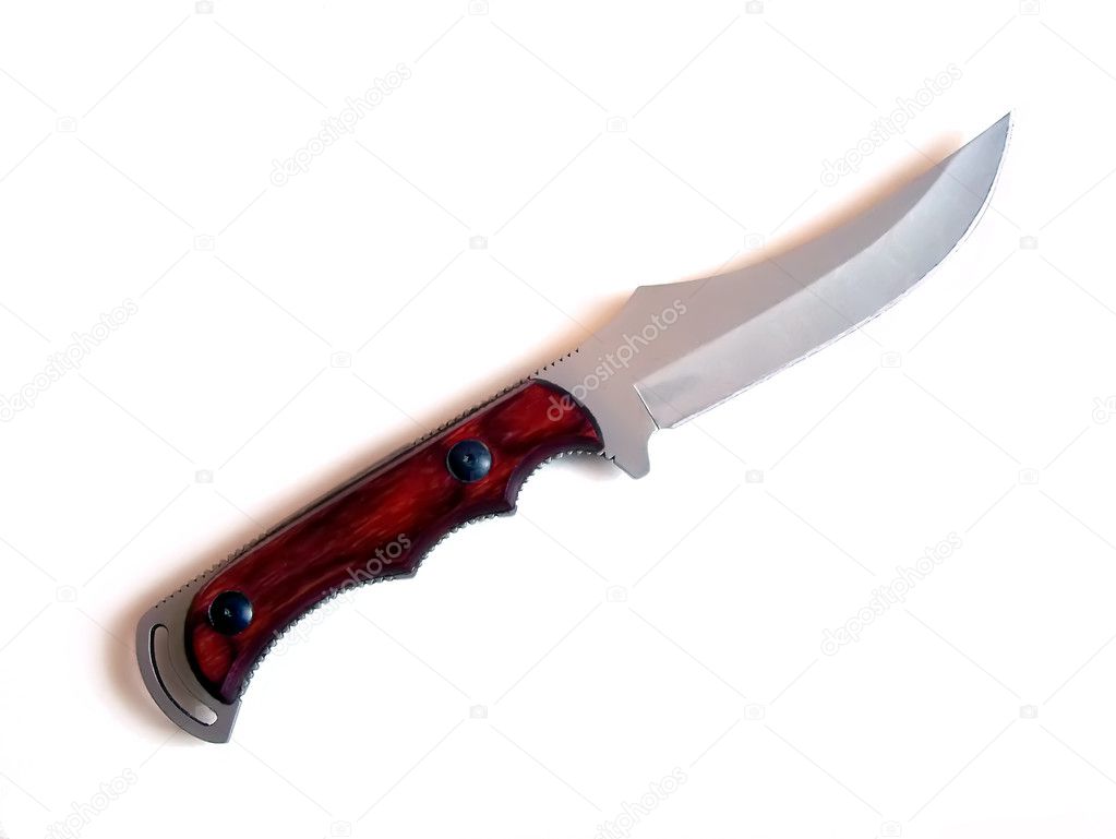 Steel knife on a white background