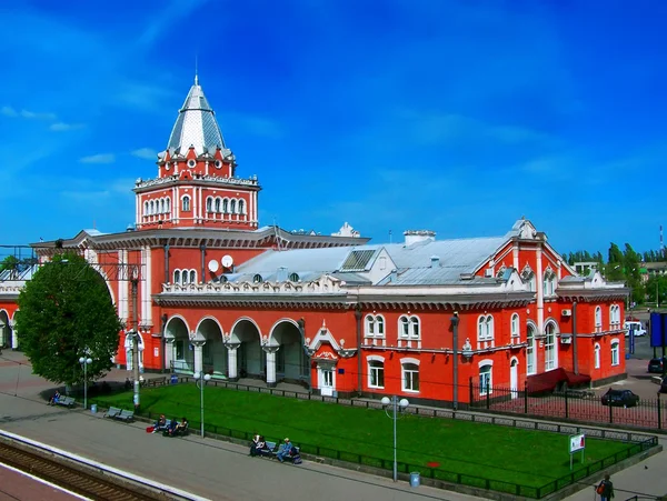 Järnvägsstationen i staden Tjernihiv Royaltyfria Stockbilder