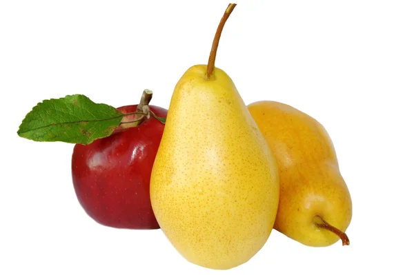 Apple and pears on a white background — Stock Photo, Image