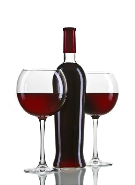 Rött vin flaska och glas — Stockfoto