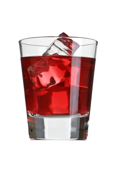 Red drink in glass with ice — Stock Photo, Image