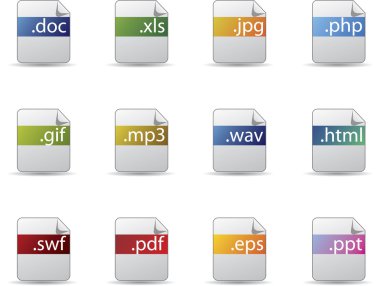 Document extension icon set clipart