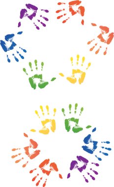 Colored hand prints clipart