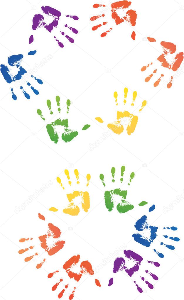 Colored hand prints