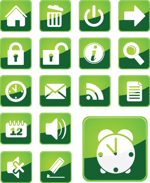 Einfache, moderne grüne Bürosymbole — Stockvektor