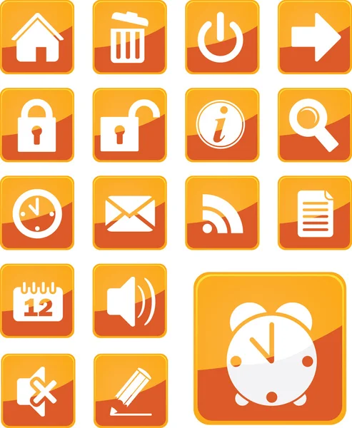 Icônes de bureau orange simples et modernes — Image vectorielle
