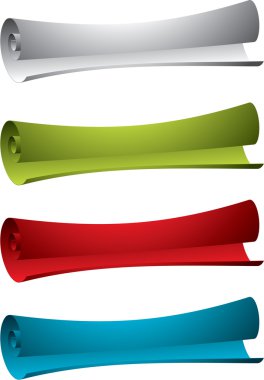 Color paper scrolls on white background clipart
