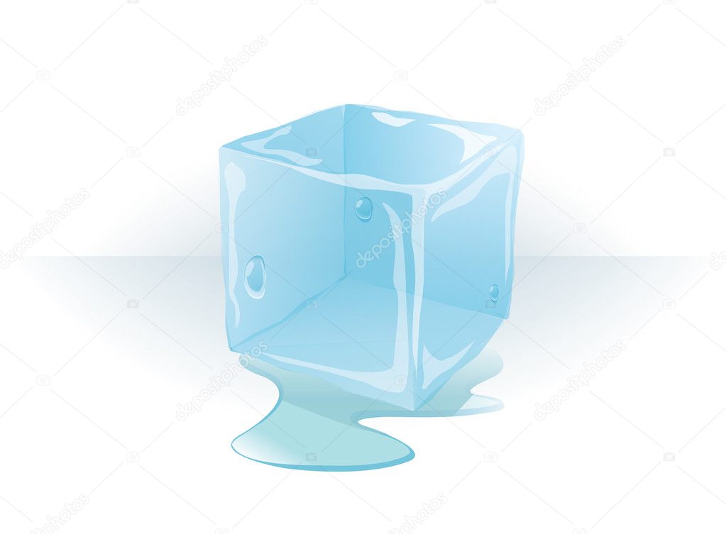 Ice cube on a glass surface