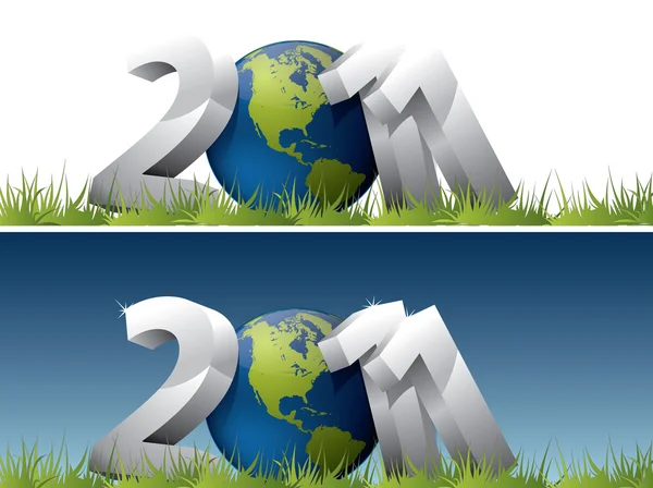 2011 text with Earth globe — Stock Photo, Image