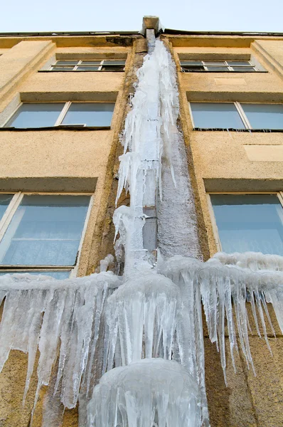 Gutter with ice — Stock Photo, Image