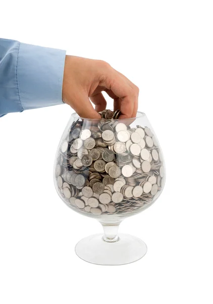 Put money into glass — Stock Photo, Image