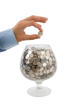 Put money into glass clipart