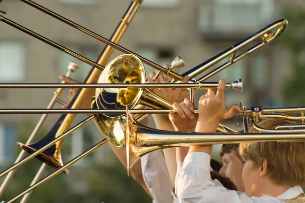 Gold trombones — Stock Photo, Image