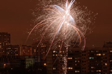 Fireworks in the city clipart