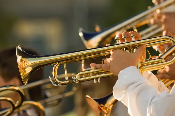Gold trombones — Stock Photo, Image