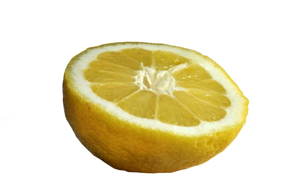 흰색 바탕에 반으로 잘라 레몬 — 스톡 사진