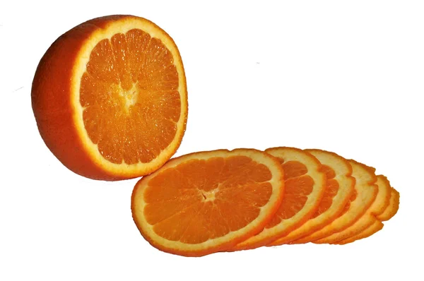 Potongan oranye pada latar belakang putih — Stok Foto