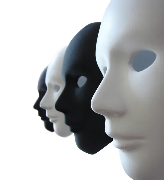 Zwart-wit Venetiaanse maskers — Stockfoto
