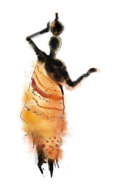 Geïllustreerde abstracte Afrikaanse vrouw — Stockfoto