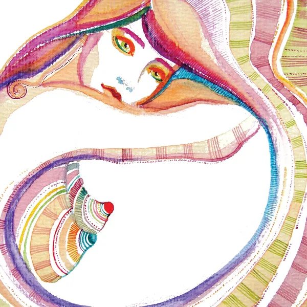 Muchacha linda abstracta ilustrada — Foto de Stock