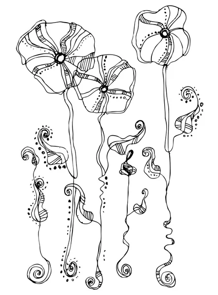 Ilustrované roztomilý květiny — Stock fotografie
