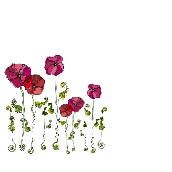 Beautiful illustrated cute flowers — Stock Photo, Image
