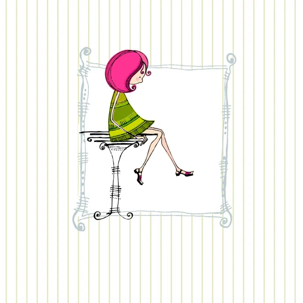 Niedlich illustriertes kleines Mädchen — Stockfoto