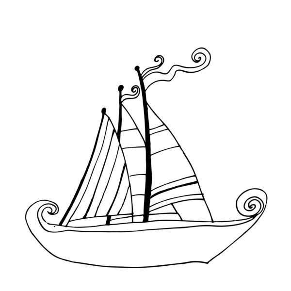 Ilustrowany ładny łódź żeglarstwo — Zdjęcie stockowe
